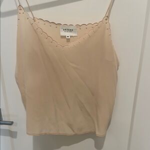 Pink Scalloped Sezane silk camisole
